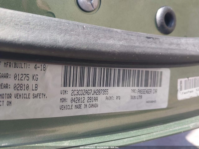 44962203 :رقم المزاد ، 2C3CDZAG7JH287355 vin ، 2018 Dodge Challenger Sxt مزاد بيع