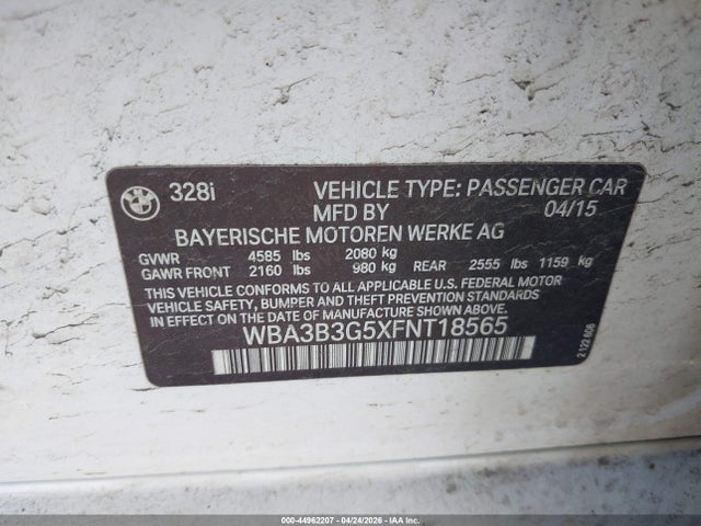 Продажа на аукционе авто 2015 Bmw 328i Xdrive, vin: WBA3B3G5XFNT18565, номер лота: 44962207