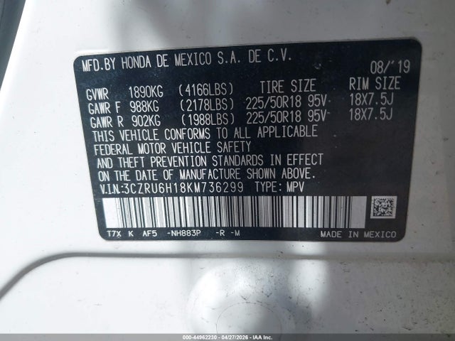 3CZRU6H18KM736299 Honda HR-V SPORT