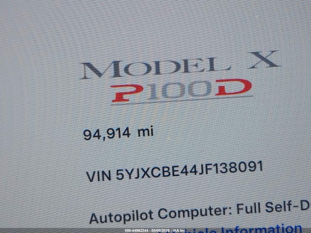 Tesla Model X 100d/75d/p100d 2018 5YJXCBE44JF138091 Image 15