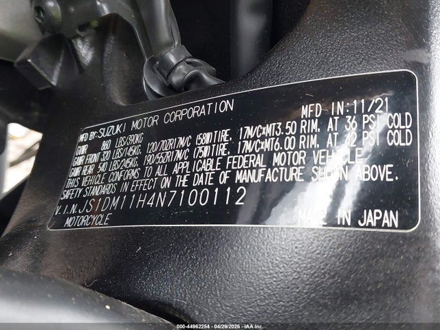 JS1DM11H4N7100112 Suzuki Gsx-r1000 R