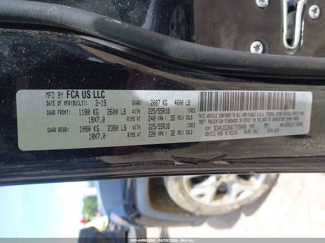 Продаж на аукціоні авто 2019 Jeep Compass Limited 4x4, vin: 3C4NJDCBXKT729006, номер лоту: 44962258
