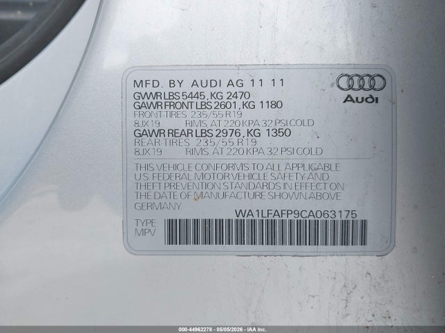 Aukcja sprzedaży 2012 Audi Q5 2.0t Premium, vin: WA1LFAFP9CA063175, numer aukcji: 44962278
