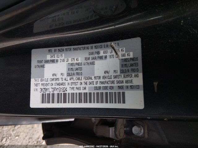 Продаж на аукціоні авто 2015 Mazda Mazda3 I Touring, vin: 3MZBM1L72FM191824, номер лоту: 44962292