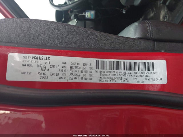 Продажа на аукционе авто 2018 Dodge Durango Sxt Awd, vin: 1C4RDJAG8JC496713, номер лота: 44962369