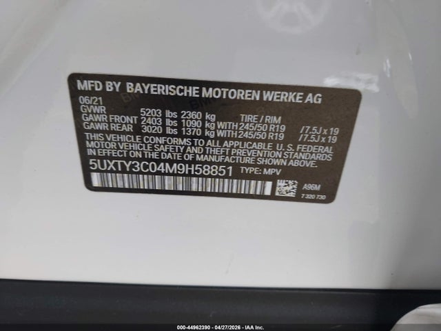Aukcja sprzedaży 2021 Bmw X3 Sdrive30i, vin: 5UXTY3C04M9H58851, numer aukcji: 44962390