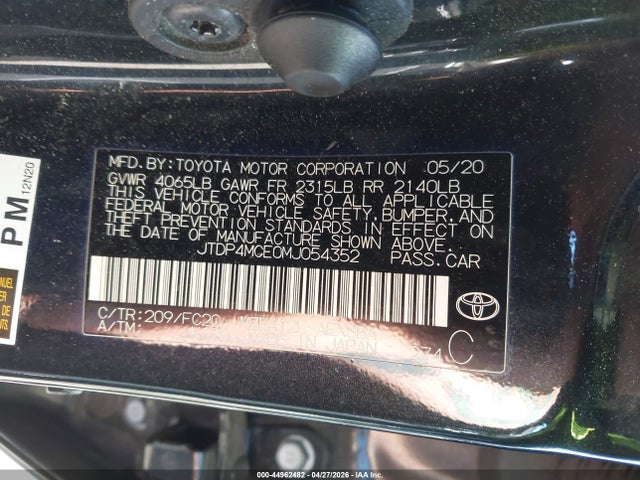 Продажа на аукционе авто 2021 Toyota Corolla Se, vin: JTDP4MCE0MJ054352, номер лота: 44962482