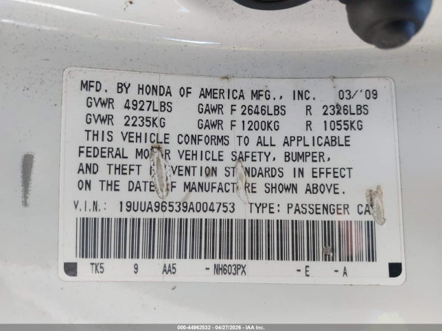 Продажа на аукционе авто 2009 Acura Tl 3.7, vin: 19UUA96539A004753, номер лота: 44962532