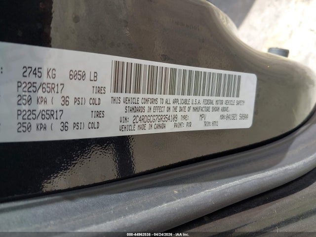 Auction sale of the 2016 Dodge Grand Caravan Sxt, vin: 2C4RDGCG7GR354109, lot number: 44962538