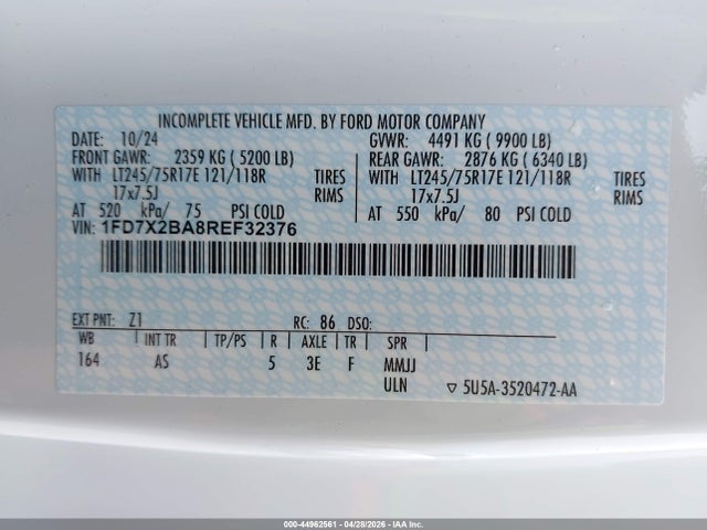 Продажа на аукционе авто 2024 Ford F-250 Xl, vin: 1FD7X2BA8REF32376, номер лота: 44962561
