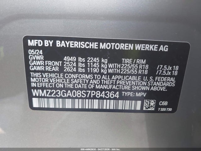 44962635 :رقم المزاد ، WMZ23GA08S7P84364 vin ، 2025 Mini Countryman Cooper S مزاد بيع
