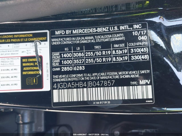 Продажа на аукционе авто 2018 Mercedes-benz Gle 350 4matic, vin: 4JGDA5HB4JB047857, номер лота: 44962647