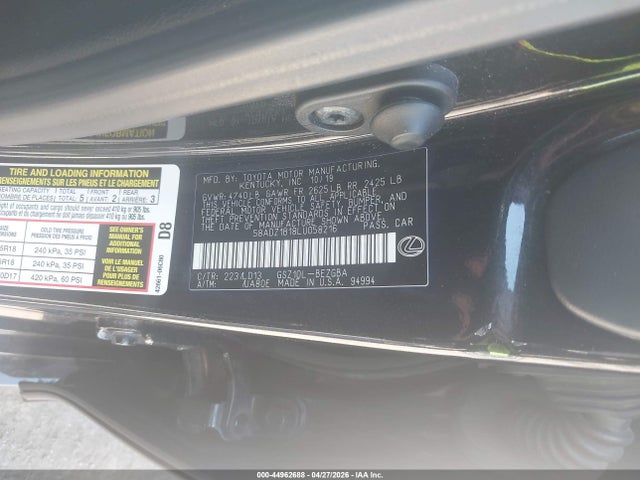 Продаж на аукціоні авто 2020 Lexus Es 350, vin: 58ADZ1B18LU058216, номер лоту: 44962688