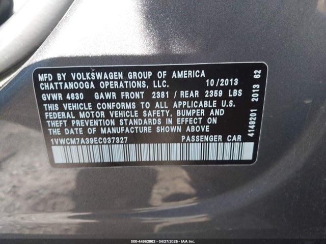 Продаж на аукціоні авто 2014 Volkswagen Passat 3.6l V6 Sel Premium, vin: 1VWCM7A39EC037327, номер лоту: 44962802