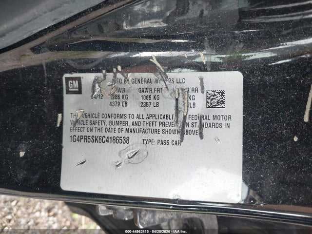 2012 Buick Verano Convenience Group მანქანა იყიდება აუქციონზე, vin: 1G4PR5SK6C4186538, აუქციონის ნომერი: 44962815