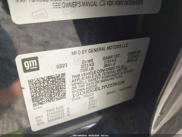 1GCUDGEL7PZ239326 Chevrolet Silverado 1500 4wd Short Bed Ltz