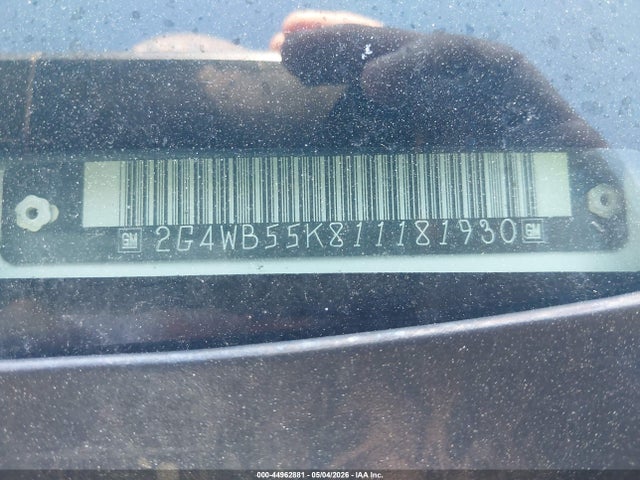 44962881 :رقم المزاد ، 2G4WB55K811181930 vin ، 2001 Buick Regal Ls مزاد بيع