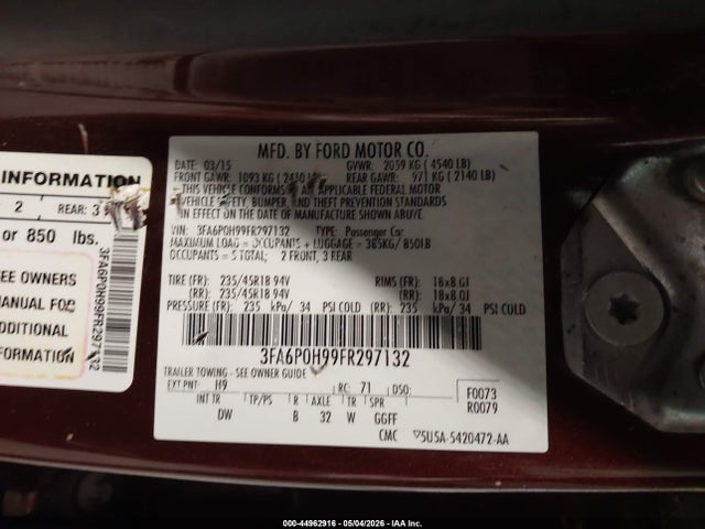 3FA6P0H99FR297132 Ford FUSION SE