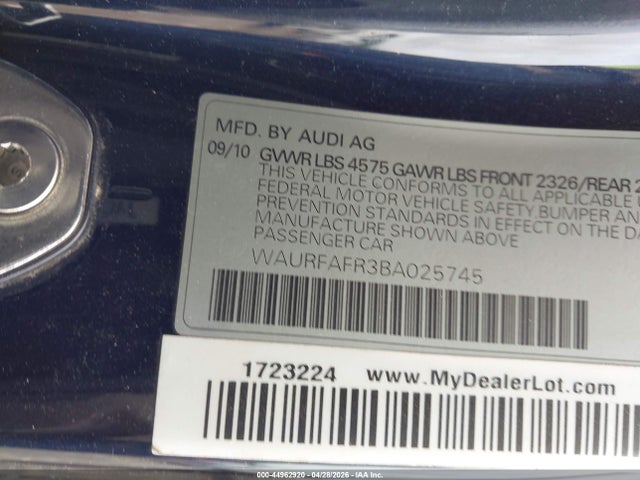Aukcja sprzedaży 2011 Audi A5 2.0t Premium, vin: WAURFAFR3BA025745, numer aukcji: 44962920