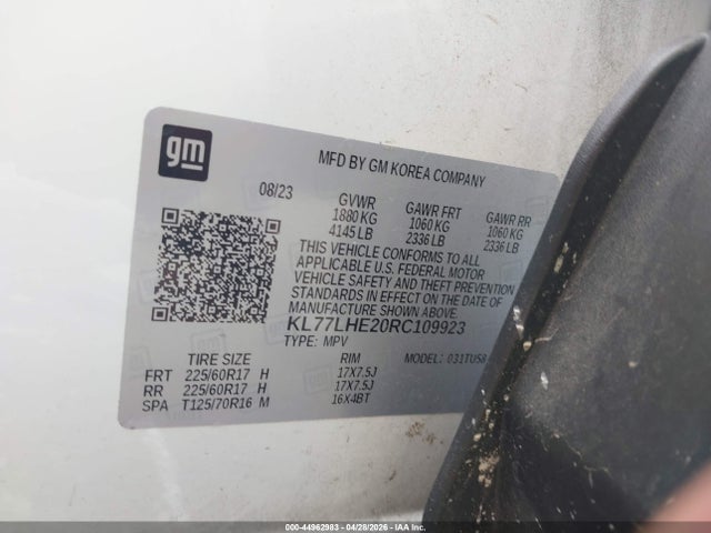 KL77LHE20RC109923 Chevrolet Trax Fwd Lt