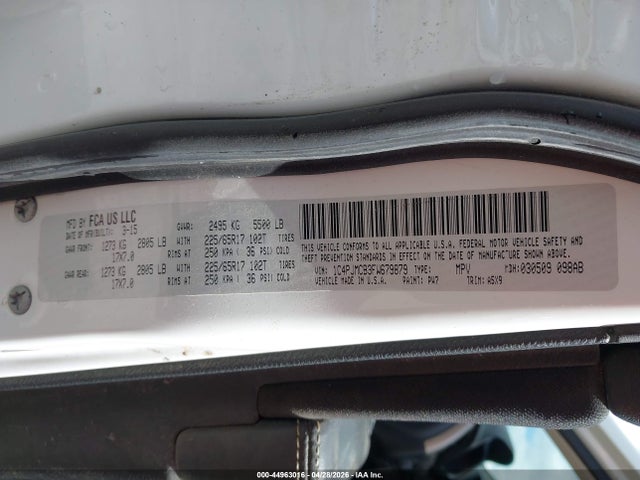 Продажа на аукционе авто 2015 Jeep Cherokee Latitude, vin: 1C4PJMCB3FW679879, номер лота: 44963016