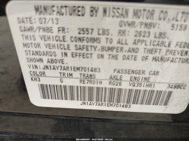 Aukcja sprzedaży 2014 Infiniti Q50 Hybrid Sport, vin: JN1AV7AR1EM701483, numer aukcji: 44963057
