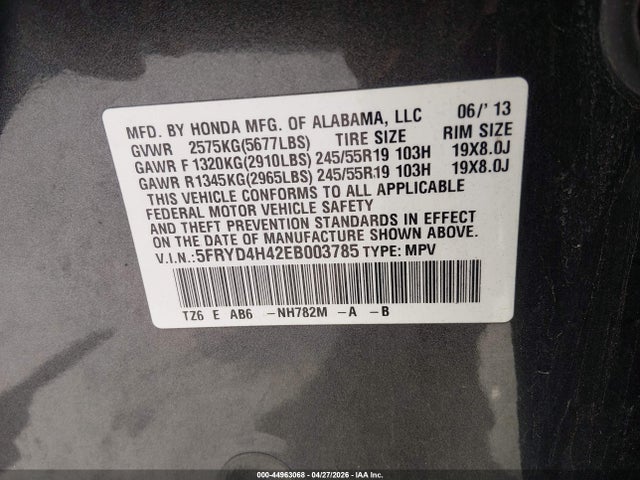 44963068 :رقم المزاد ، 5FRYD4H42EB003785 vin ، 2014 Acura Mdx Technology Package مزاد بيع