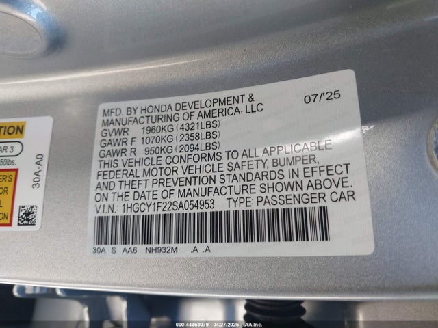 Honda ACCORD LX 2025 1HGCY1F22SA054953 Image 9