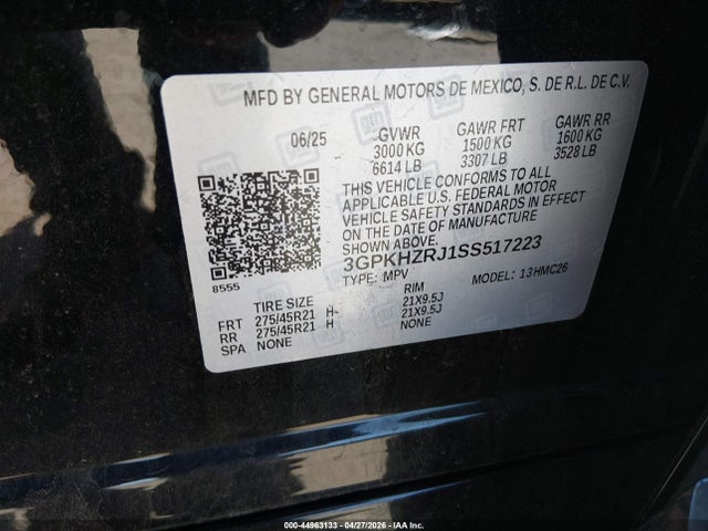 44963133 :رقم المزاد ، 3GPKHZRJ1SS517223 vin ، 2025 Honda Prologue Elite مزاد بيع