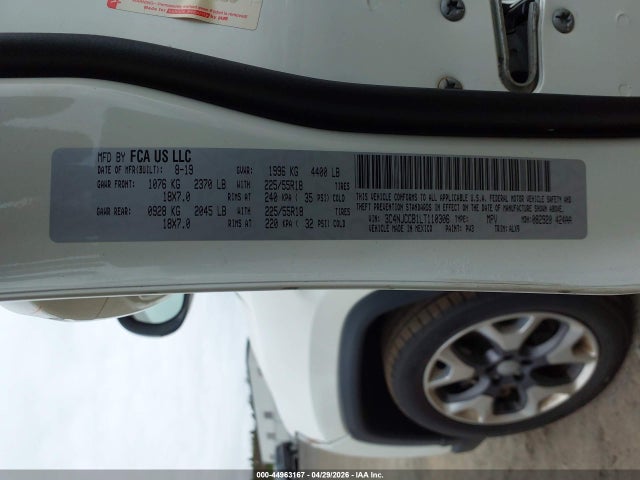 Продажа на аукционе авто 2020 Jeep Compass Limited Fwd, vin: 3C4NJCCB1LT110306, номер лота: 44963167