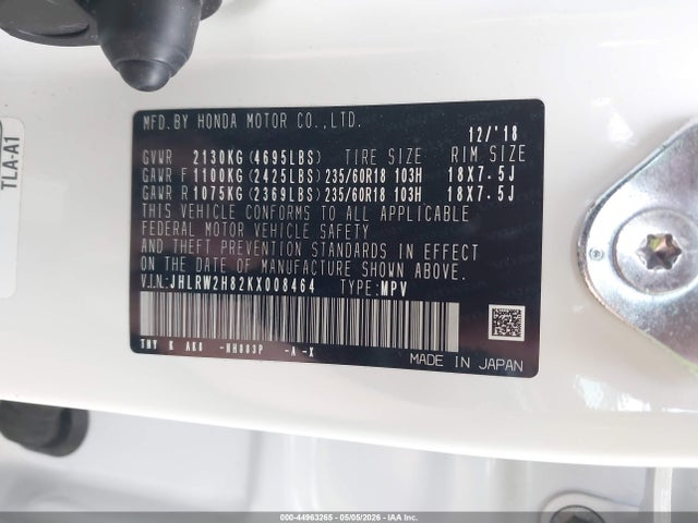 Aukcja sprzedaży 2019 Honda Cr-v Ex-l, vin: JHLRW2H82KX008464, numer aukcji: 44963265