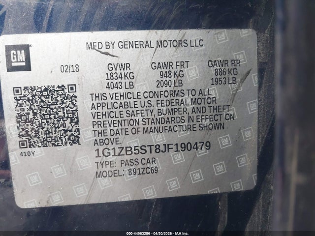 1G1ZB5ST8JF190479 Chevrolet Malibu 1ls