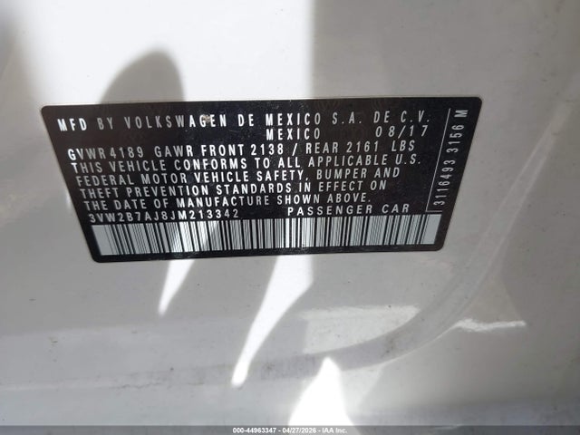 Aukcja sprzedaży 2018 Volkswagen Jetta 1.4t S, vin: 3VW2B7AJ8JM213342, numer aukcji: 44963347