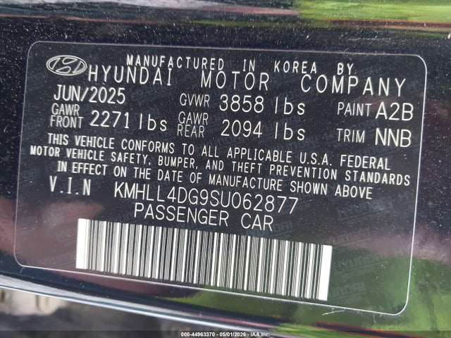 44963370 :رقم المزاد ، KMHLL4DG9SU062877 vin ، 2025 Hyundai Elantra Se مزاد بيع