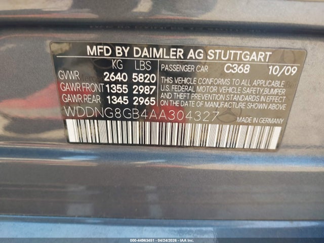 2010 Mercedes-benz S 550 4matic მანქანა იყიდება აუქციონზე, vin: WDDNG8GB4AA304327, აუქციონის ნომერი: 44963451