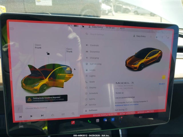 44963512 :رقم المزاد ، 5YJ3E1EB1LF618786 vin ، 2020 Tesla Model 3 Long Range Dual Motor All-wheel Drive مزاد بيع