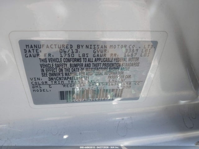 3N1CN7AP4EL818721 Nissan Versa 1.6 S+