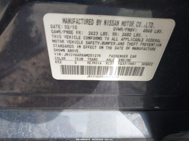 Aukcja sprzedaży 2010 Infiniti G37x, vin: JN1CV6AR6AM251276, numer aukcji: 44963516