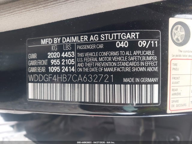 44963603 :رقم المزاد ، WDDGF4HB7CA632721 vin ، 2012 Mercedes-benz C 250 Sport مزاد بيع