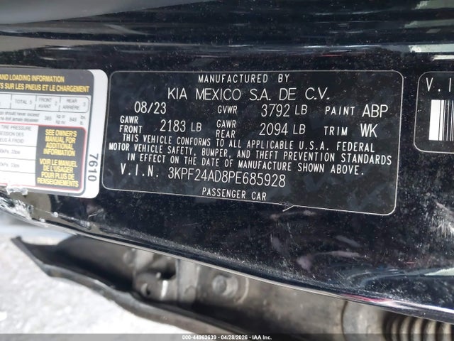 Продаж на аукціоні авто 2023 Kia Forte Lxs, vin: 3KPF24AD8PE685928, номер лоту: 44963639