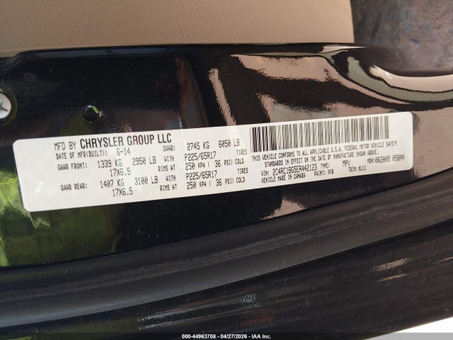 44963708 :رقم المزاد ، 2C4RC1BG5ER442123 vin ، 2014 Chrysler Town & Country Touring مزاد بيع