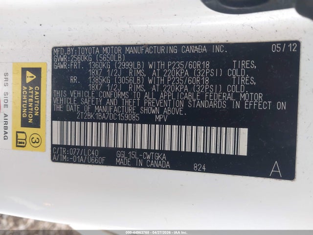 Продаж на аукціоні авто 2013 Lexus Rx 350, vin: 2T2BK1BA7DC159085, номер лоту: 44963768