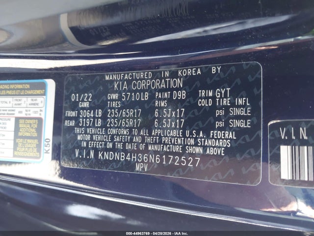 Продаж на аукціоні авто 2022 Kia Carnival Mpv Lx Seat Package, vin: KNDNB4H36N6172527, номер лоту: 44963769