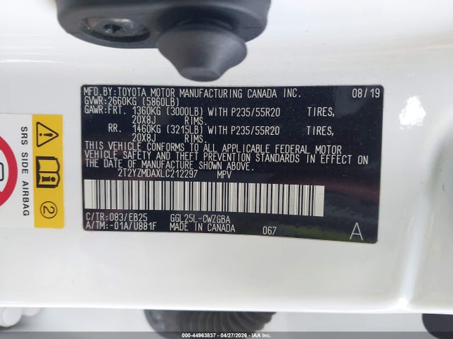2020 Lexus Rx 350 F Sport Performance მანქანა იყიდება აუქციონზე, vin: 2T2YZMDAXLC212297, აუქციონის ნომერი: 44963837