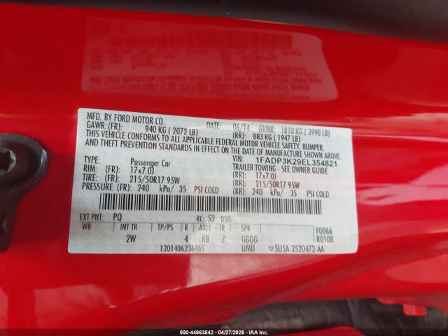 Продажа на аукционе авто 2014 Ford Focus Se, vin: 1FADP3K29EL354821, номер лота: 44963842