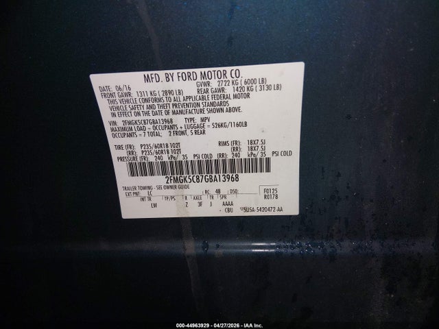 Aukcja sprzedaży 2016 Ford Flex Sel, vin: 2FMGK5C87GBA13968, numer aukcji: 44963929