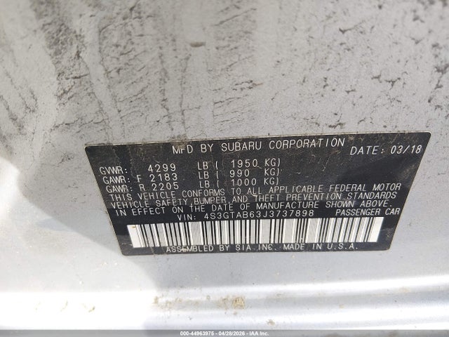 Aukcja sprzedaży 2018 Subaru Impreza 2.0i Premium, vin: 4S3GTAB63J3737898, numer aukcji: 44963975
