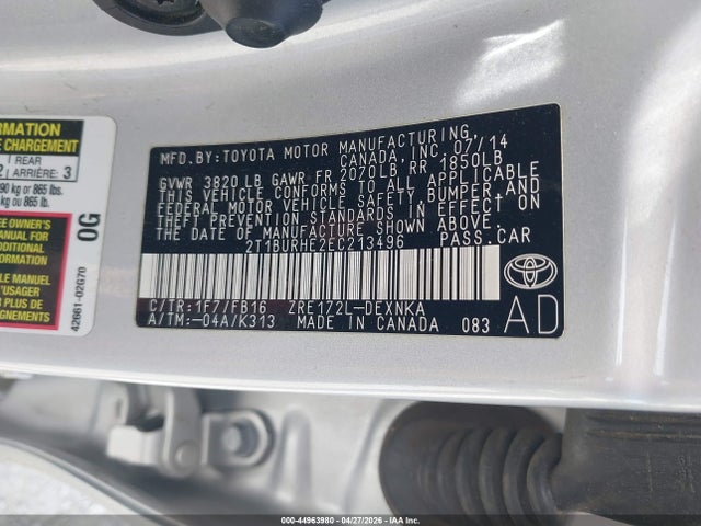 Продажа на аукционе авто 2014 Toyota Corolla Le, vin: 2T1BURHE2EC213496, номер лота: 44963980