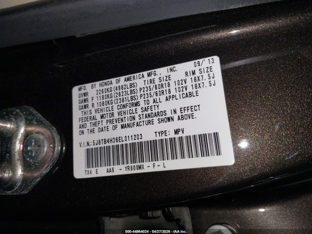 2014 Acura Rdx მანქანა იყიდება აუქციონზე, vin: 5J8TB4H36EL011203, აუქციონის ნომერი: 44964024