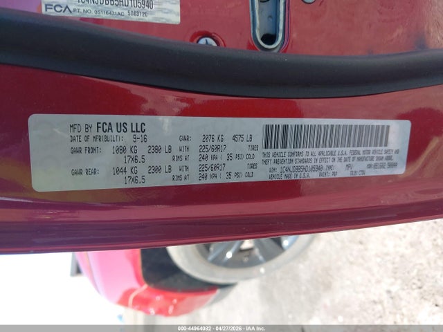 44964082 :رقم المزاد ، 1C4NJDBB5HD105940 vin ، 2017 Jeep Compass Sport 4x4 مزاد بيع